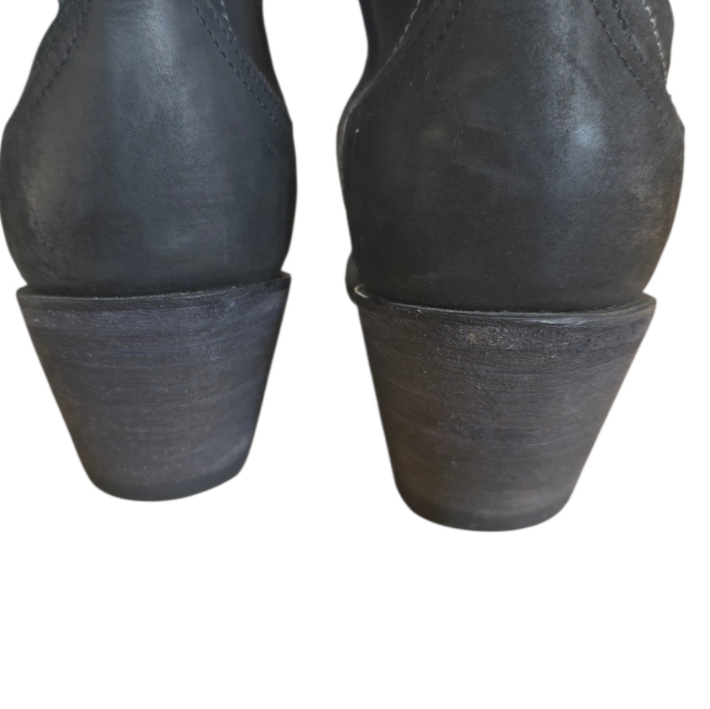Yippee Ki Yay Old Gringo Black Leather Ankle Boots Fringe & Studded Western 8.5 - Picture 10 of 16